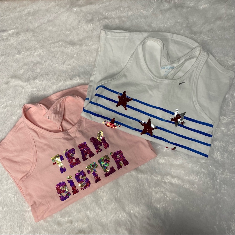 Cat & Jack Girl’s Sleeveless Top Team Sister 2pc